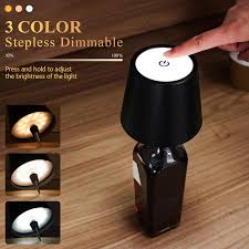Wireless Bottle Lamp, 3 Colors Dimmable Wine Bottle Light Touch Control LED Wine Bottle Lamp, with USB Rechargeable