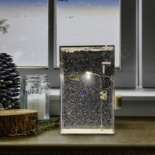 Snowfall Lamp, Street Light Snow Globe, Handmade DIY Snow Scenery Night Light, Desktop Decor